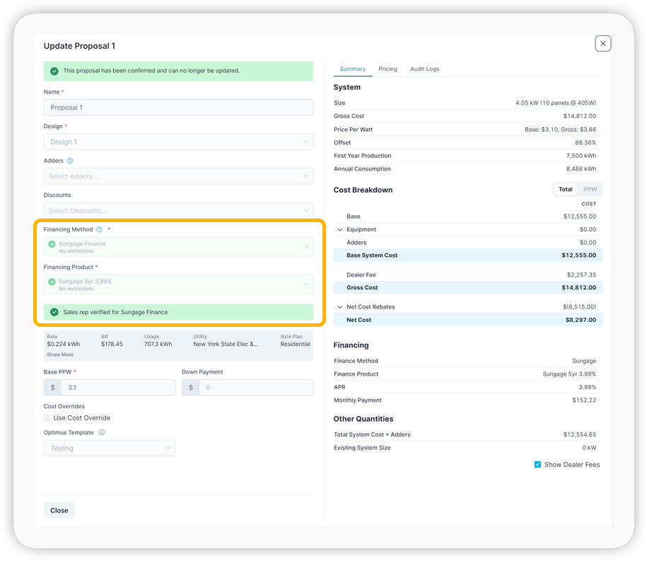 Sungage Financial Integration: User Authentication Updates.