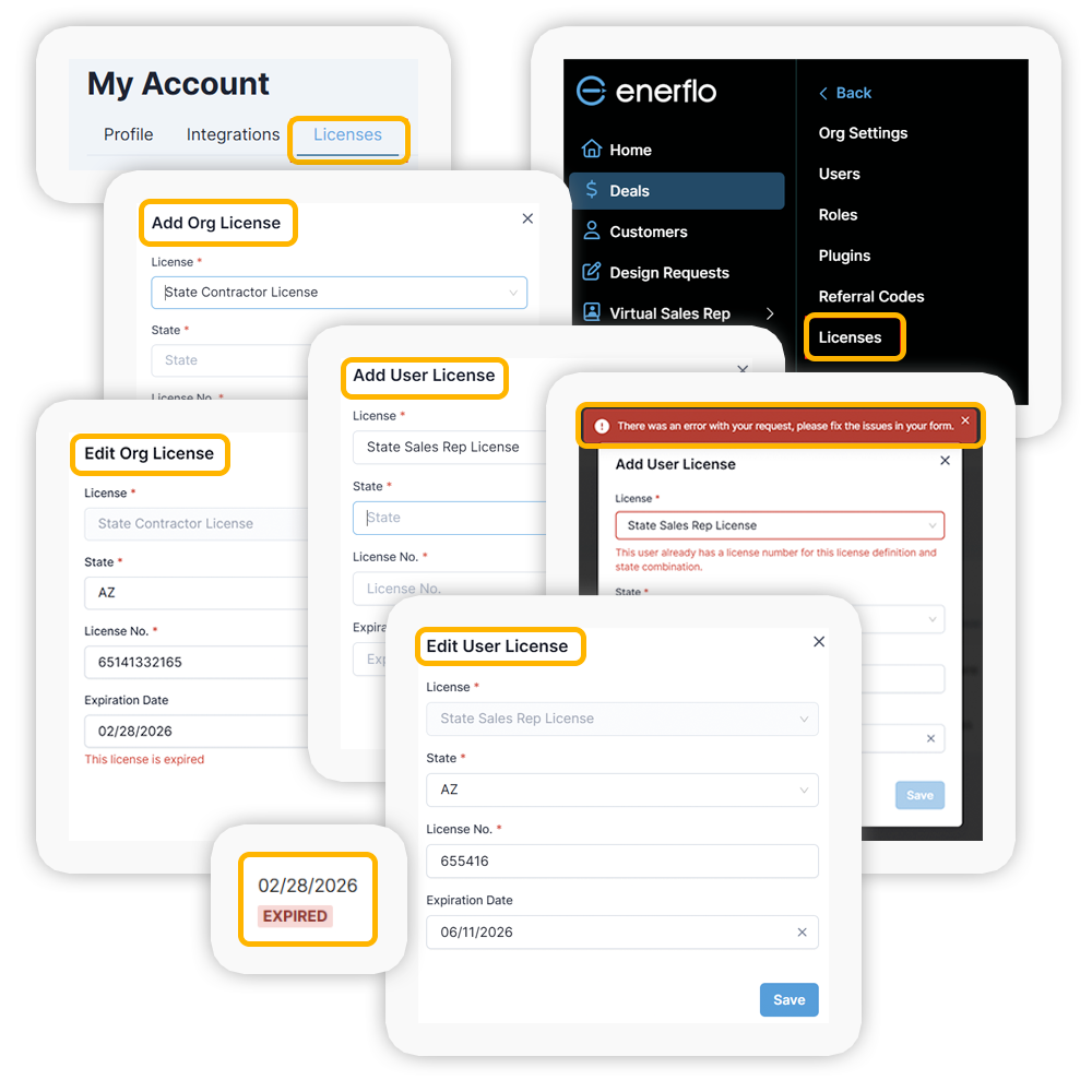 Enerflo License Management for Organizations and Users