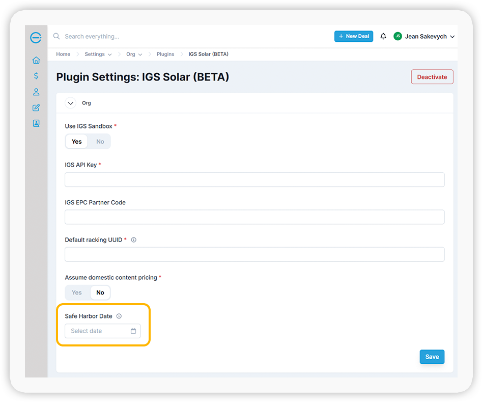 Configurable Safe Harbor Date Added to IGS Plugin.